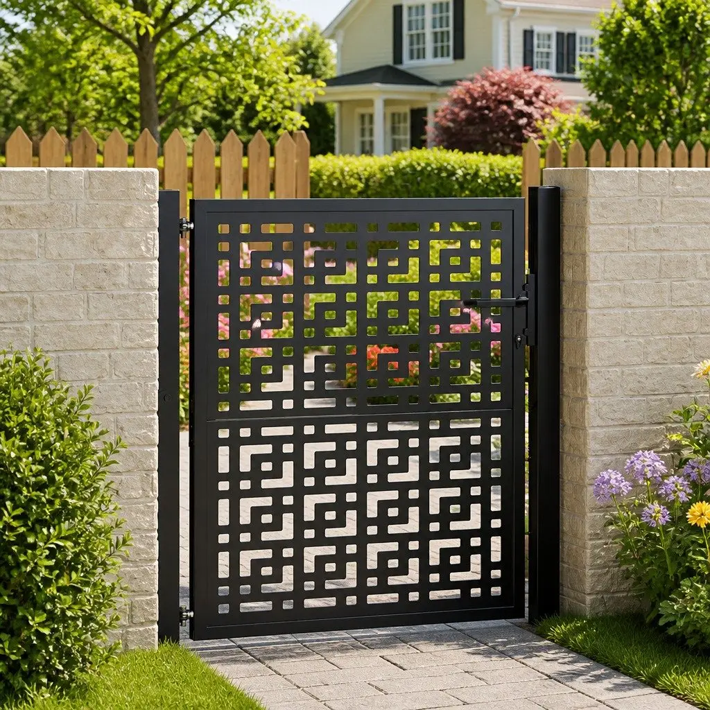 Black Steel Garden Gate 100x100 cm