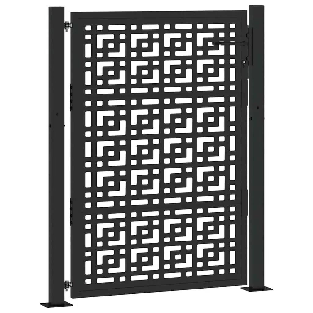 Garden Gate Steel Black 100x125cm Outdoor Fence Entry Security Door Cross