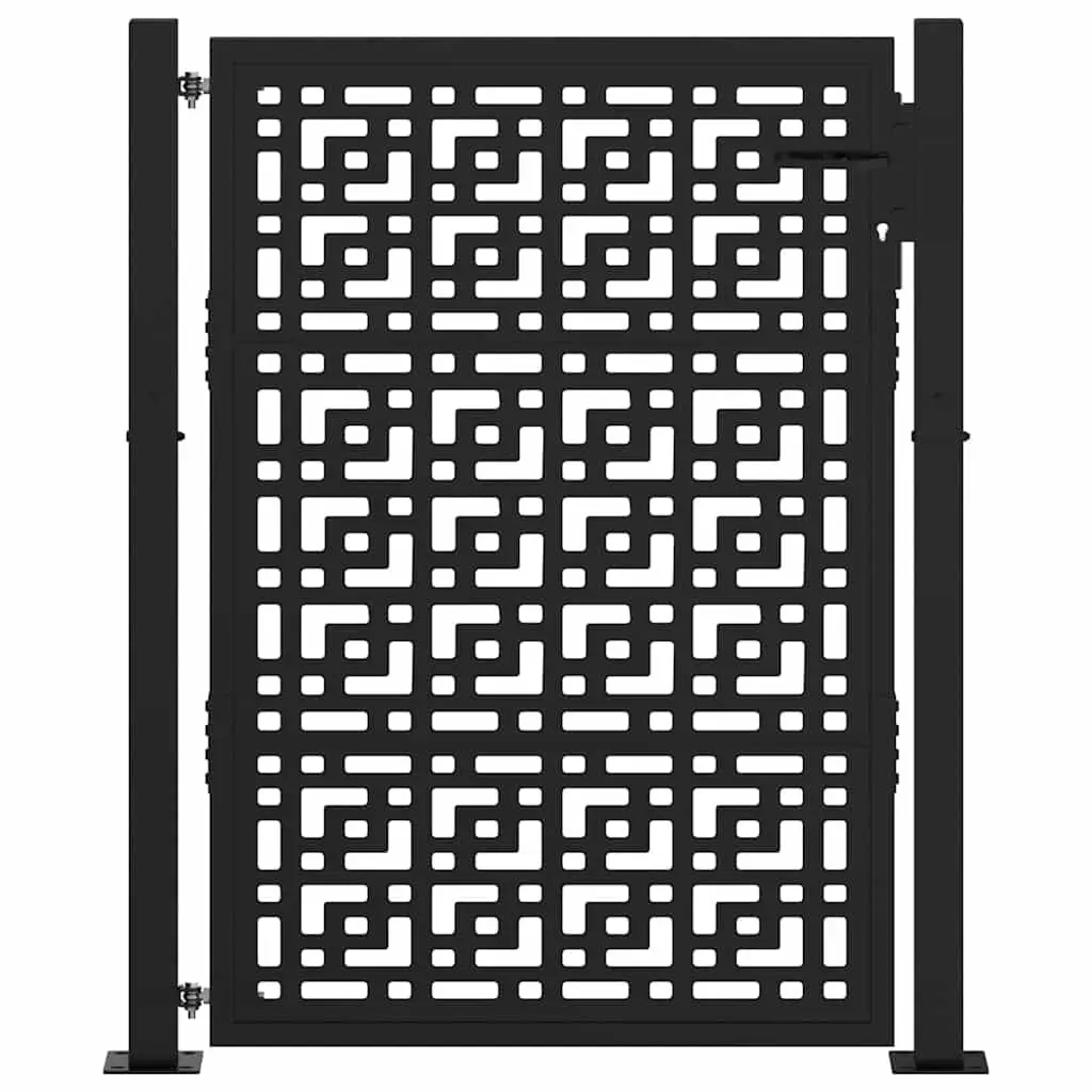 Garden Gate Steel Black 100x125cm Outdoor Fence Entry Security Door Cross