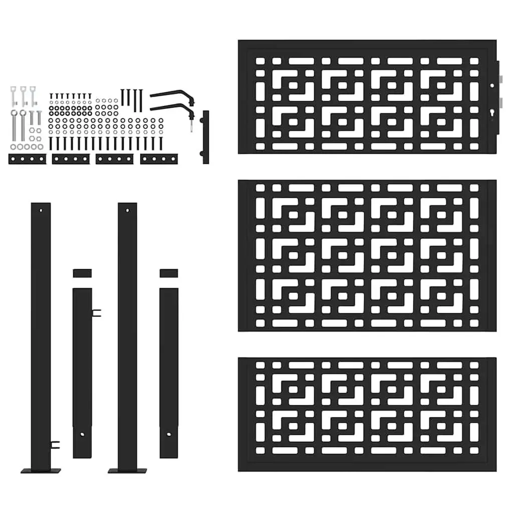 Garden Gate Steel Black 100x125cm Outdoor Fence Entry Security Door Cross
