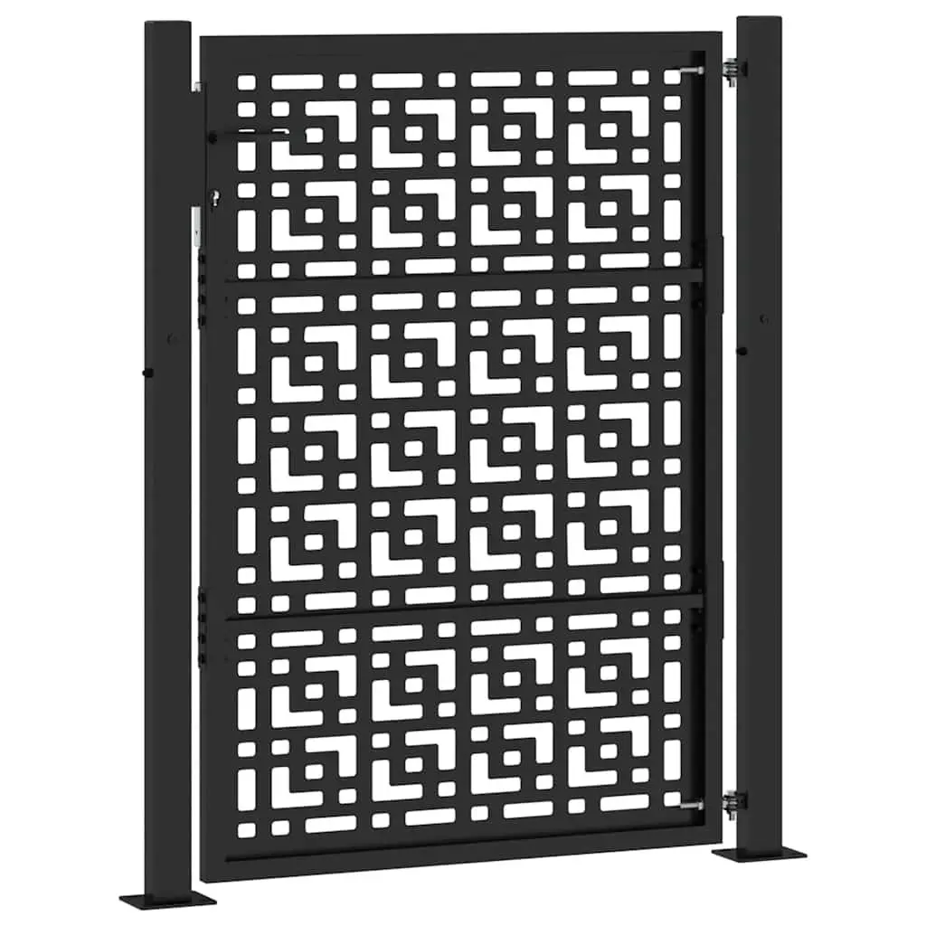 Garden Gate Steel Black 100x125cm Outdoor Fence Entry Security Door Cross