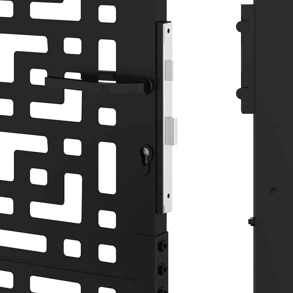 Garden Gate Steel Black 100x125cm Outdoor Fence Entry Security Door Cross