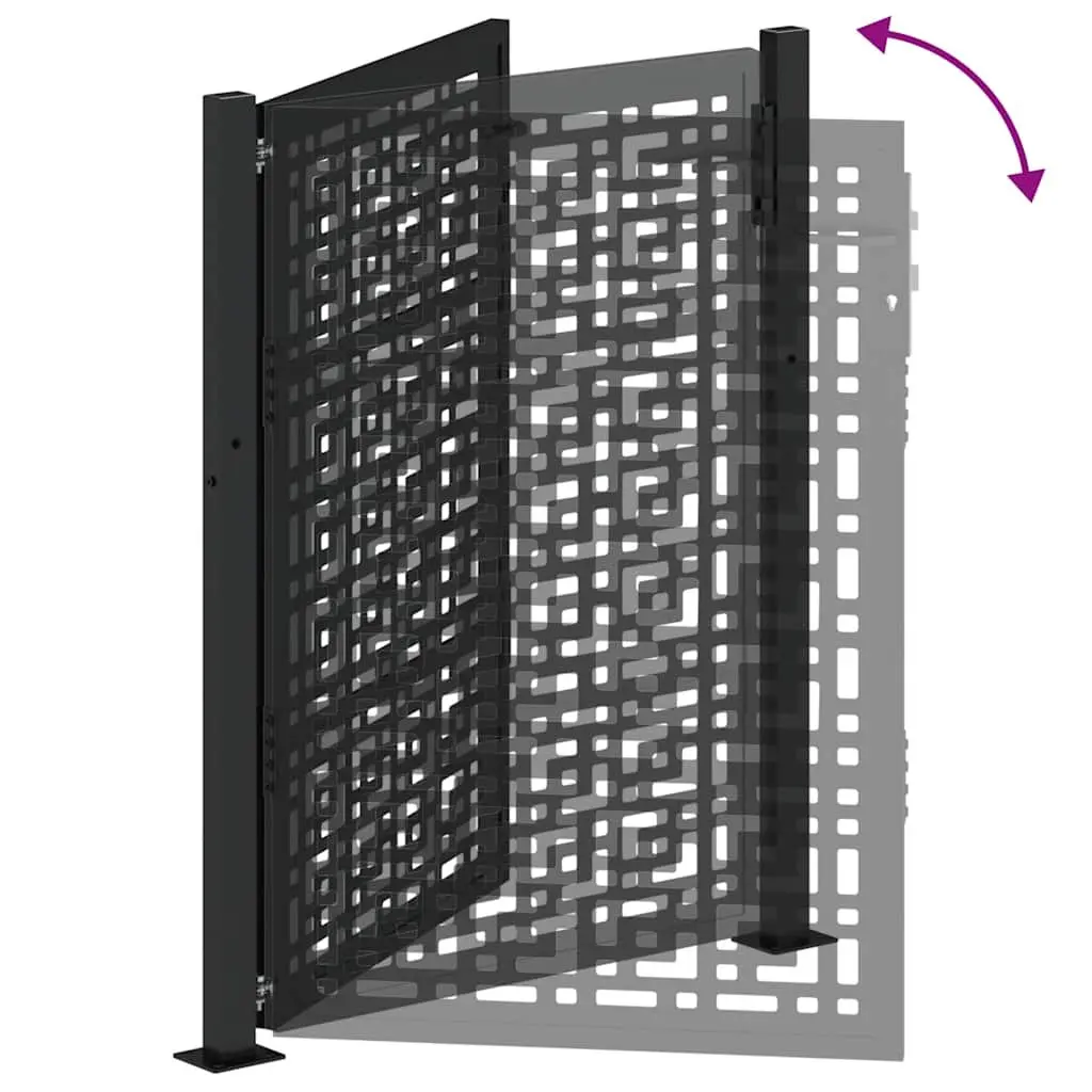 Garden Gate Steel Black 100x125cm Outdoor Fence Entry Security Door Cross