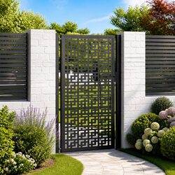Practical Black Steel Garden Gate for Secure Outdoor Access