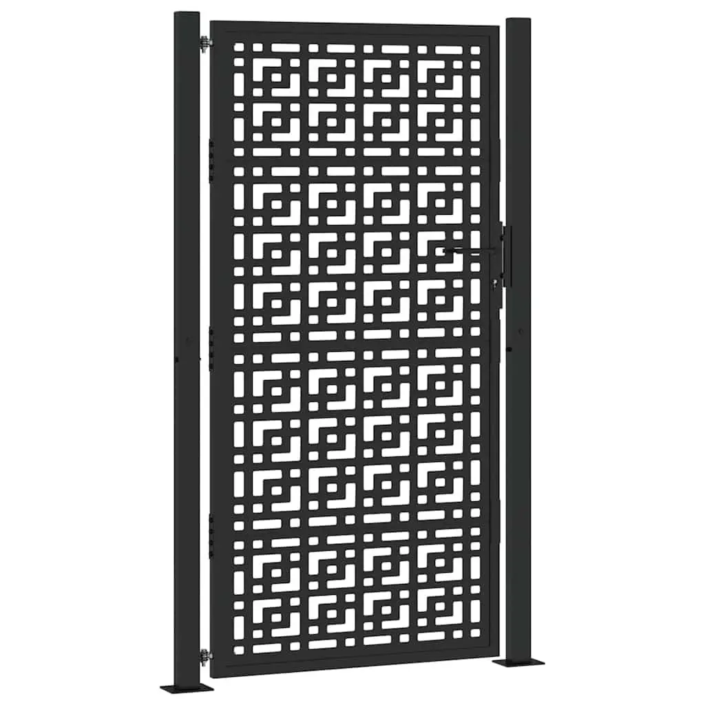 Garden Gate Black 100x175 cm Steel Cross Design Lockable Entrance Patio Fencing