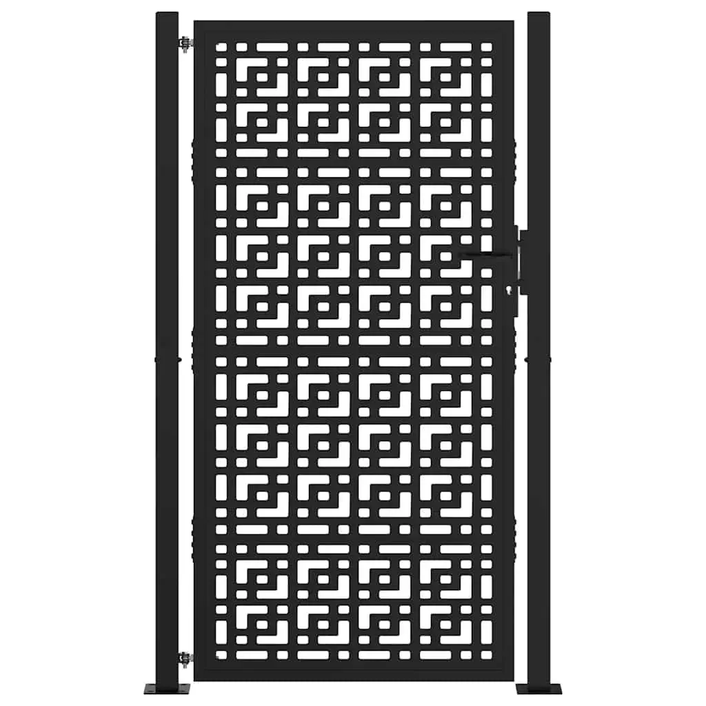 Garden Gate Black 100x175 cm Steel Cross Design Lockable Entrance Patio Fencing