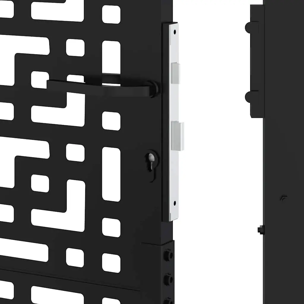 Garden Gate Black 100x175 cm Steel Cross Design Lockable Entrance Patio Fencing