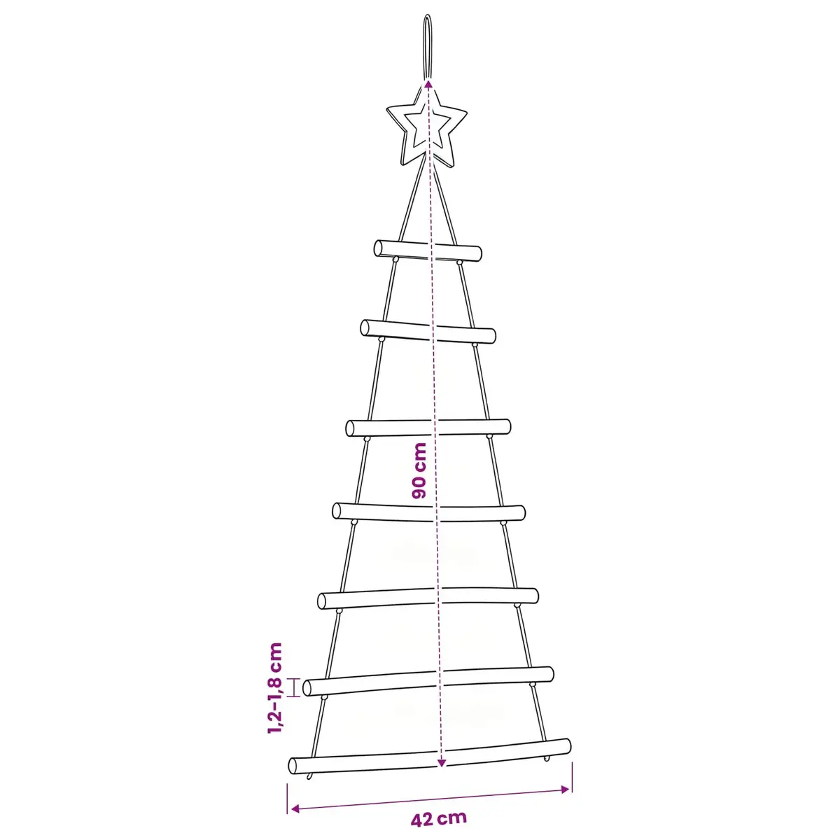 Hanging Christmas Tree Decorations Natural Wood Branch 42x90cm 2 Piece Wall Decor