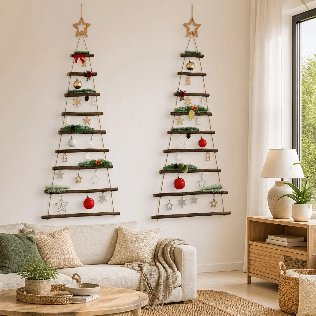Hanging Christmas Trees Natural Wood Branches 55 x 120 cm Rustic Decoration