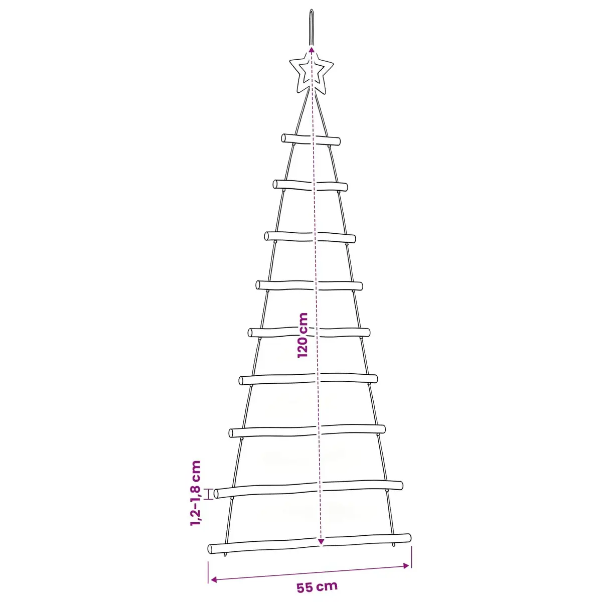 Hanging Christmas Trees Natural Wood Branches 55 x 120 cm Rustic Decoration