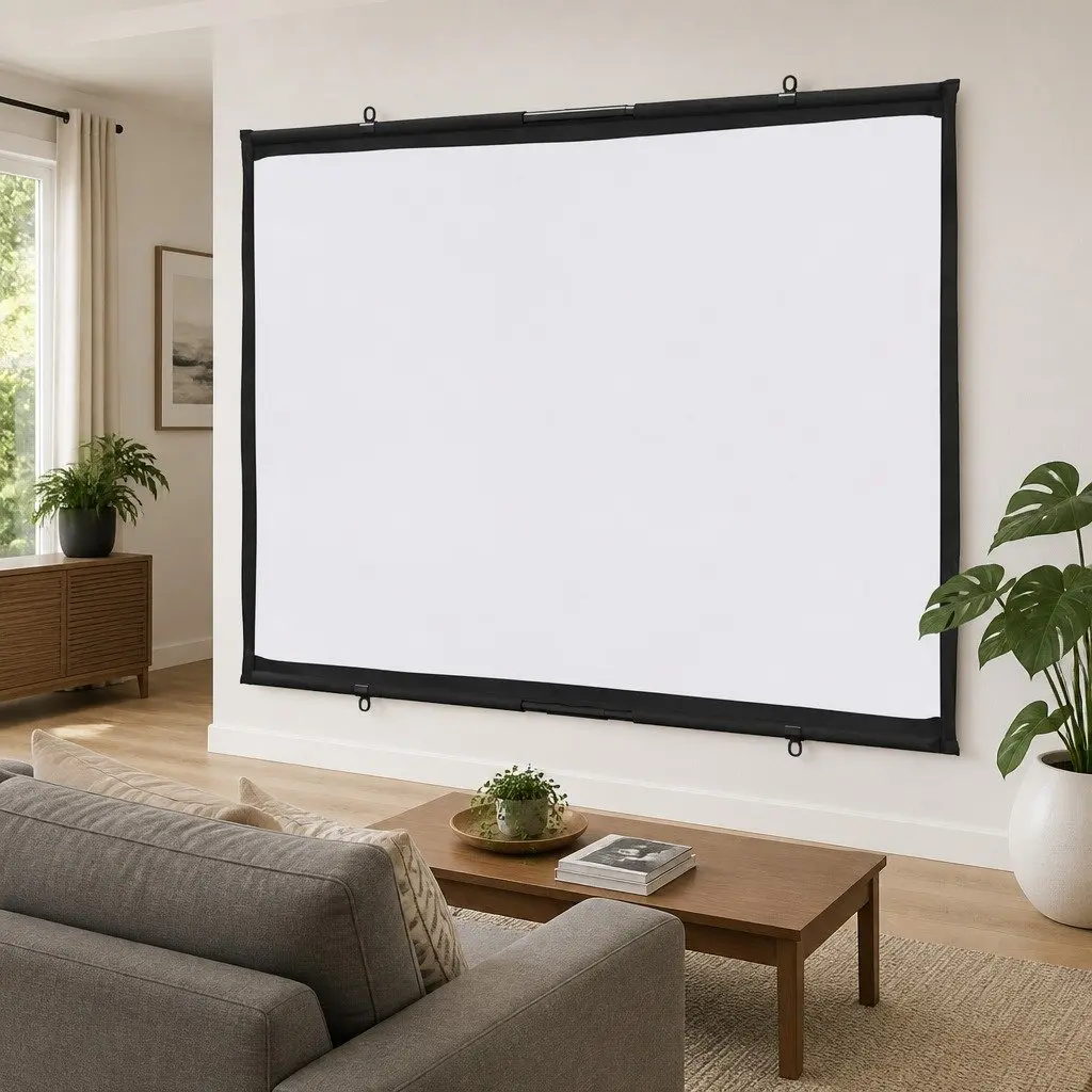 Projection Screen Wall-Hanging 60 Inch 4:3 Matte White Home Theater Classroom