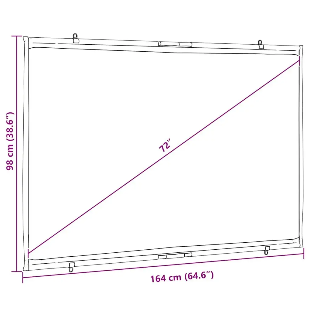 Projection Screen Wall-Hanging 72 Inch Matte White Polyester for Home Theater Office Classroom