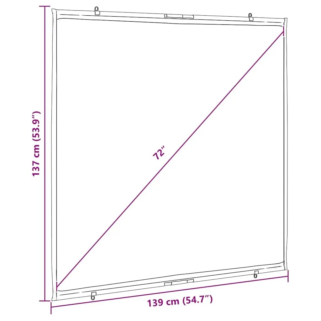 Projection Screen Wall-Hanging 72 Inch 1:1 Aspect Ratio Matte Home Theater