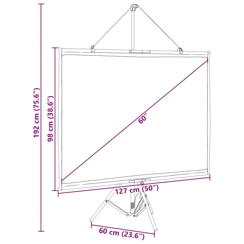Projection Screen Manual Tripod 60 Inch Polyester Matte White