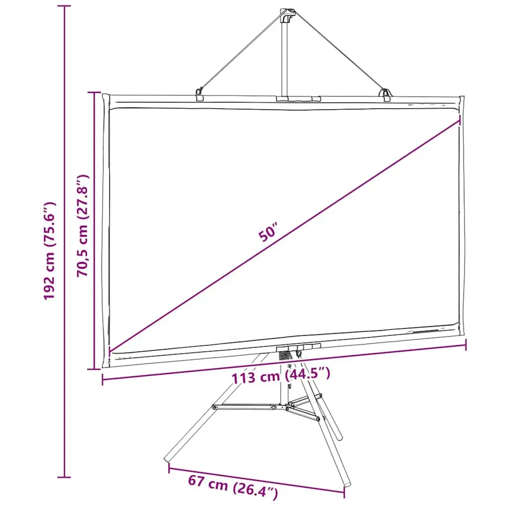 Projection Screen 50 Inch Polyester Matte White Tripod Stand Portable