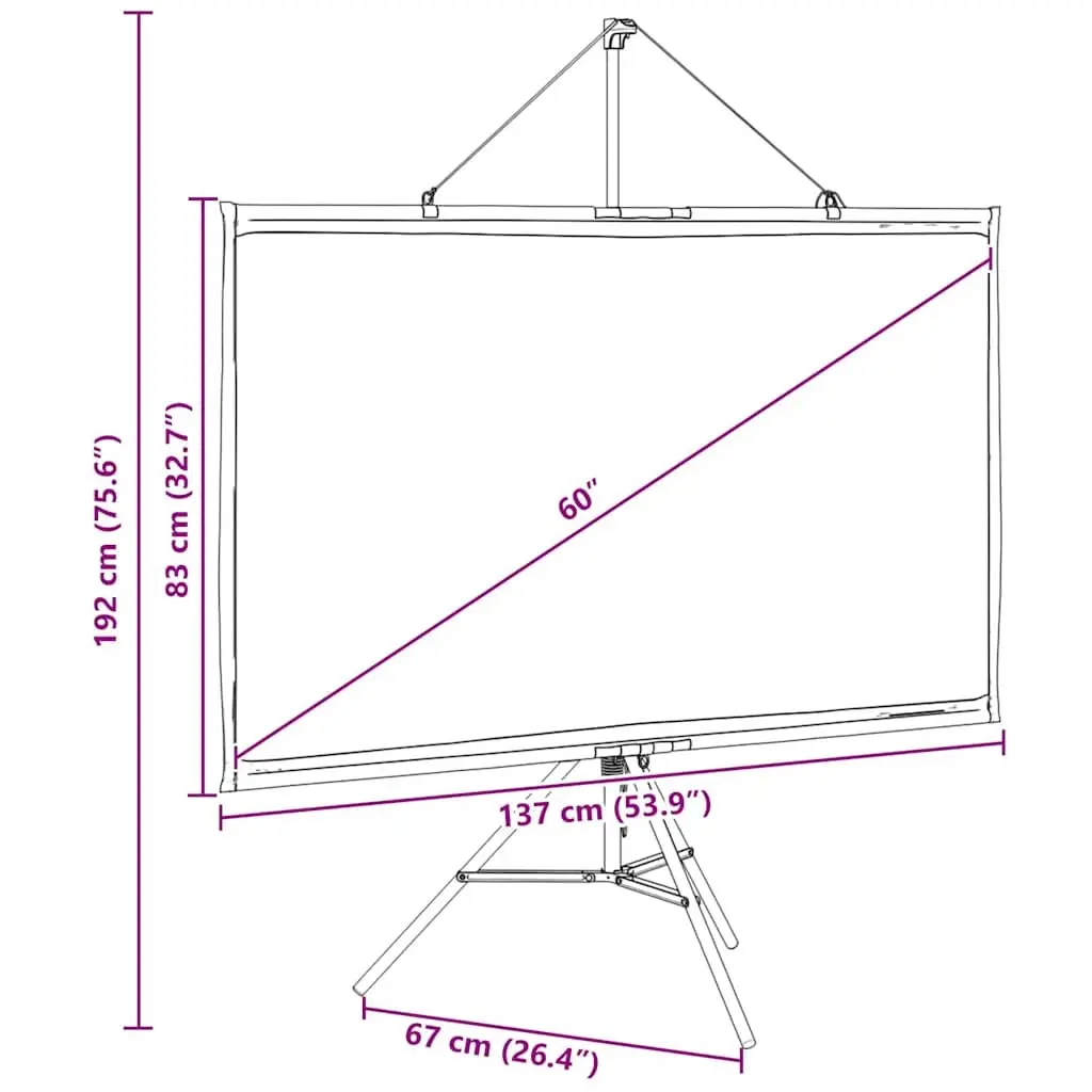 Projection Screen Tripod Stand 60 Inch Matte White