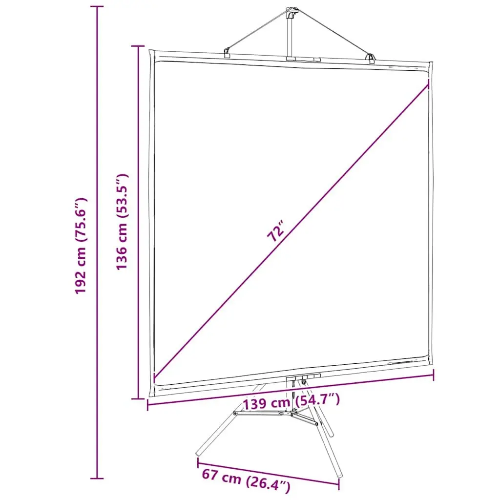 Projection Screen Manual Tripod 72 Inch Polyester Matte White