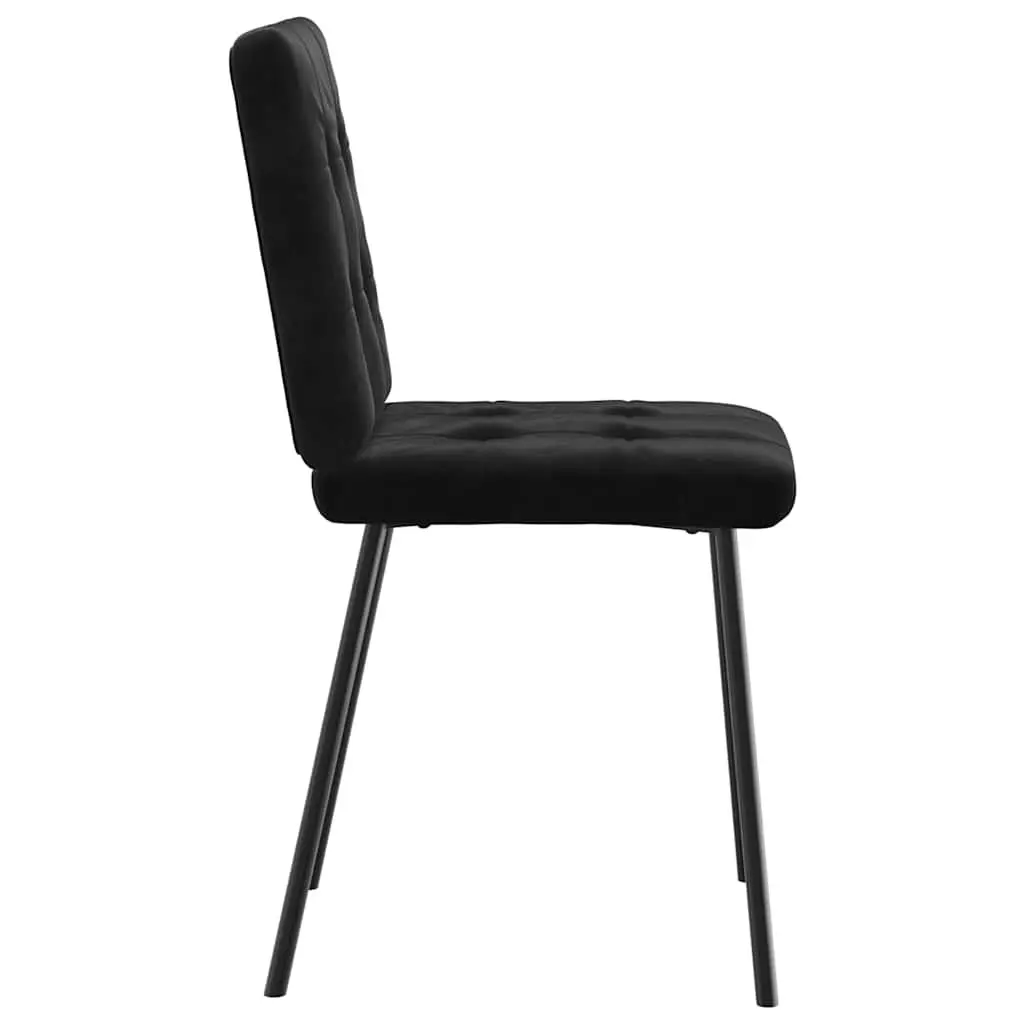 Set of 2 Dining Chairs Black Velvet Foam Padded Seat Upholstered Kitchen Room Furniture
