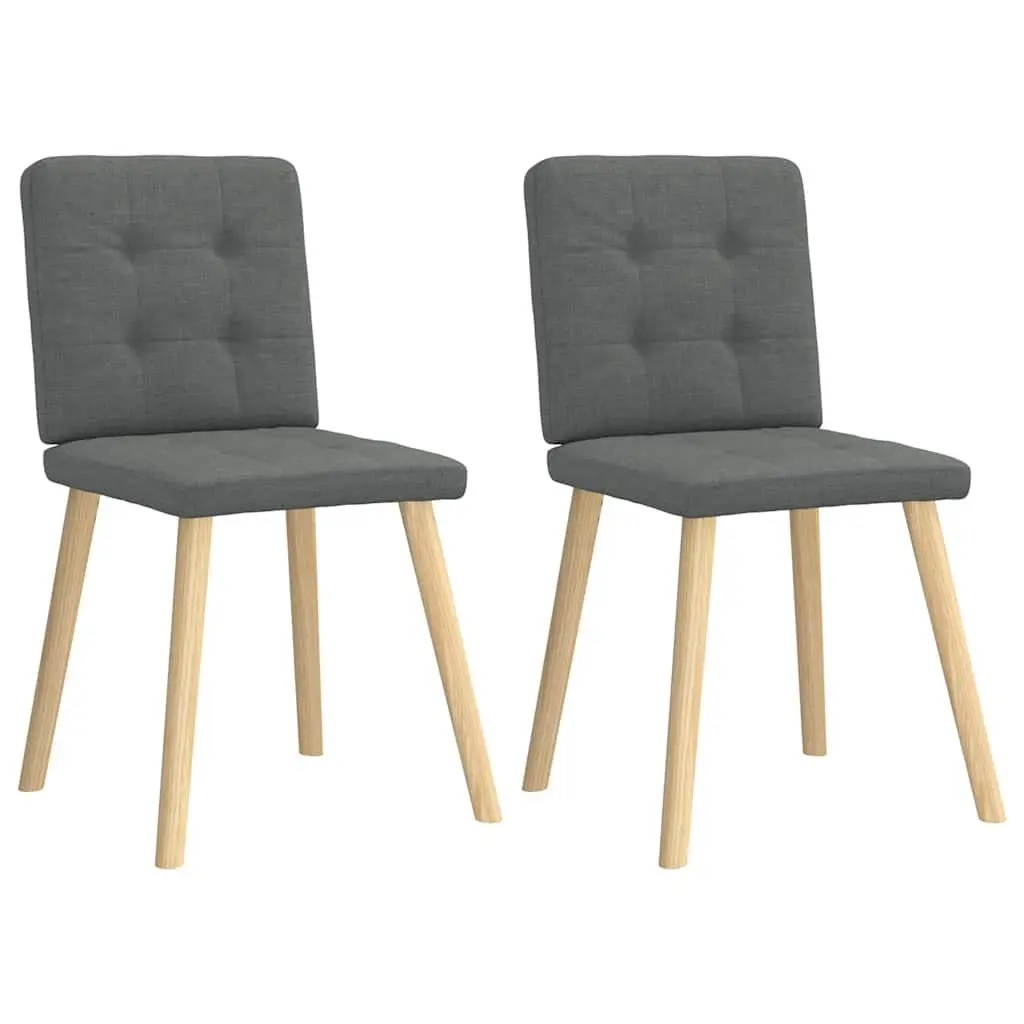 Dining Chairs Polyester Upholstery Metal and Wood Frame 2 pcs Grey