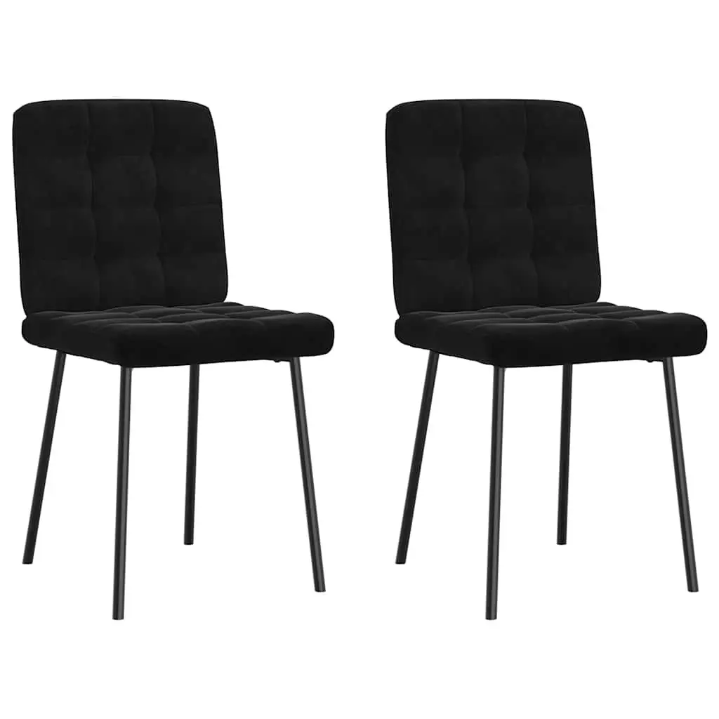 Dining Chairs Velvet Fabric Black 2 Piece Metal and Wood Frame