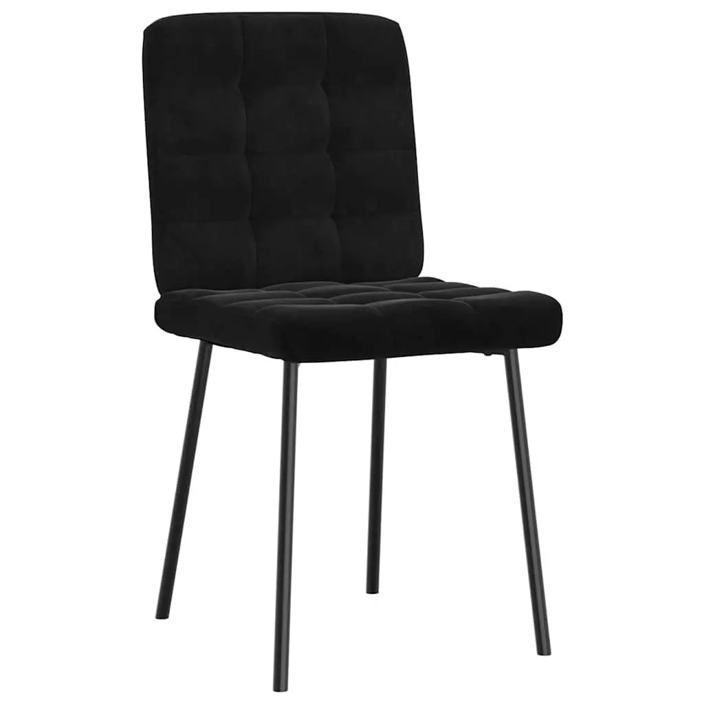 Dining Chairs Velvet Fabric Black 2 Piece Metal and Wood Frame