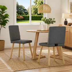 Dining Chairs 2 pcs Grey Fabric Kitchen Seating Comfort Design Elegant Modern
