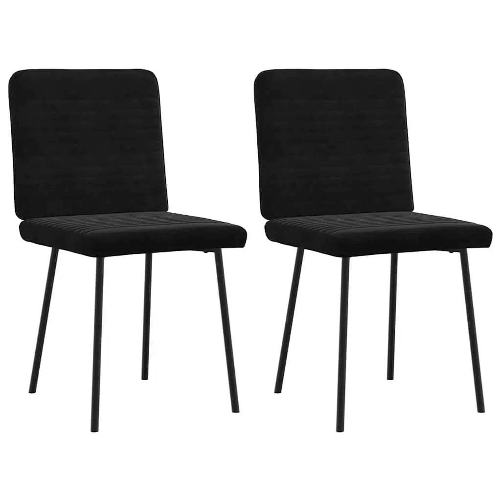 Dining Chairs Velvet Foam Padded Seat Black Set of 2