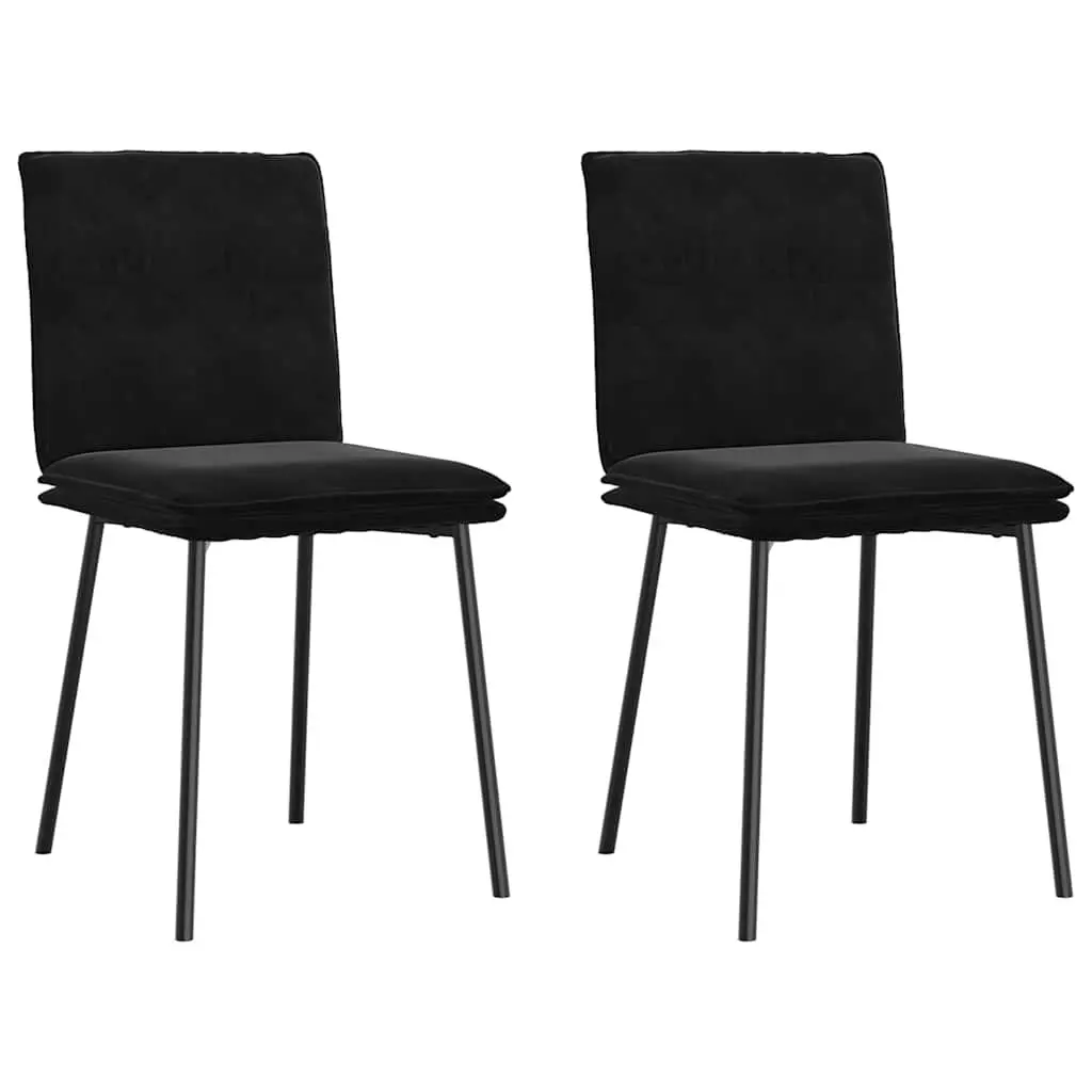 Dining Chairs Set of 2 Black Velvet Kitchen Room Seating Ergonomic Design