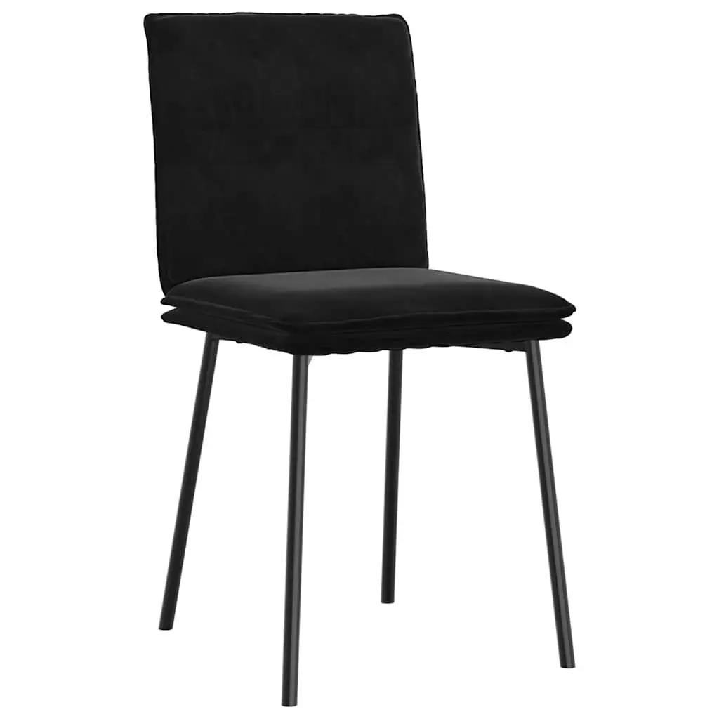 Dining Chairs Set of 2 Black Velvet Kitchen Room Seating Ergonomic Design