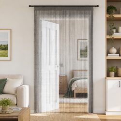 String Curtains 2 Panels Anthracite 140x250cm Window Door Room Divider Fringe