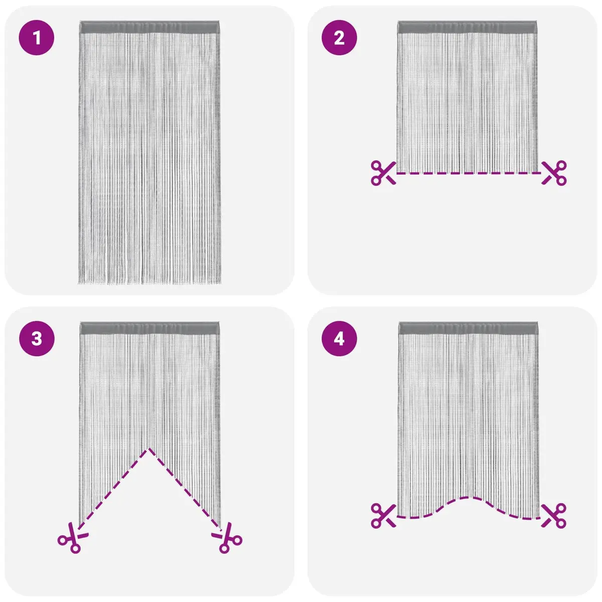 Anthracite String Curtains 2 Panels for Home Use