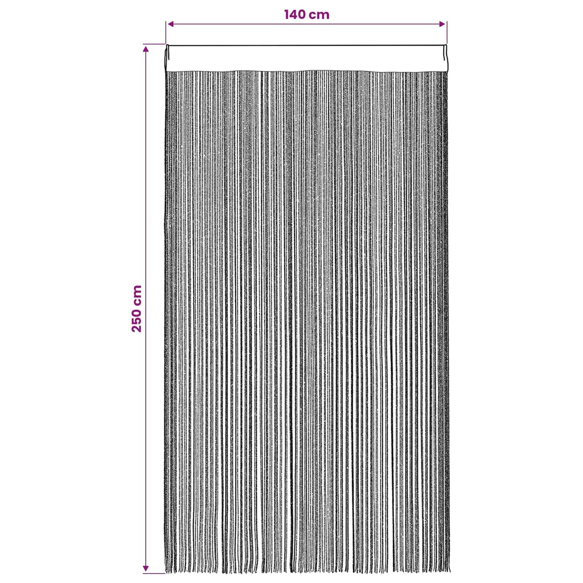 Anthracite String Curtains 2 Panels for Home Use