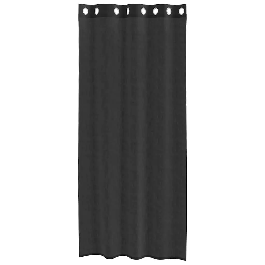 Voile Curtains Semi-Transparent Polyester 140x245 cm Black 2 pcs