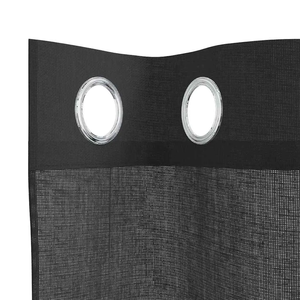 Voile Curtains Semi-Transparent Polyester 140x245 cm Black 2 pcs