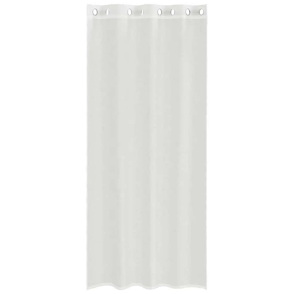 Voile Curtains Semi-Transparent Polyester 2 pcs White