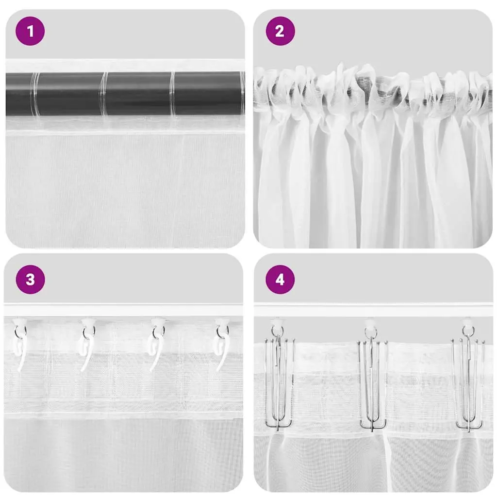 Voile Curtains Polyester 2 pcs Black Sheer Net Curtain Panels Rod Pocket Window Drapes