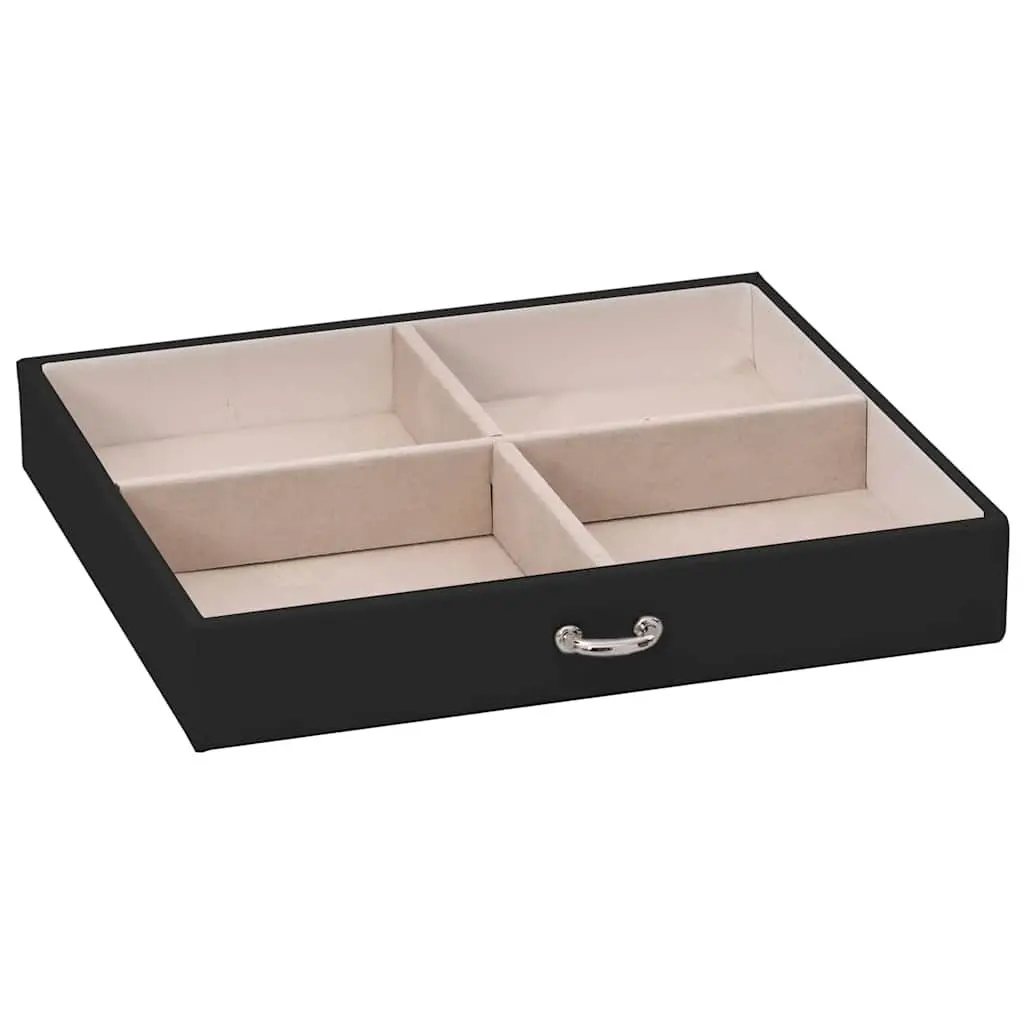 Jewellery Box 4-Layer Organiser Velvet Black Storage Case with Mirror