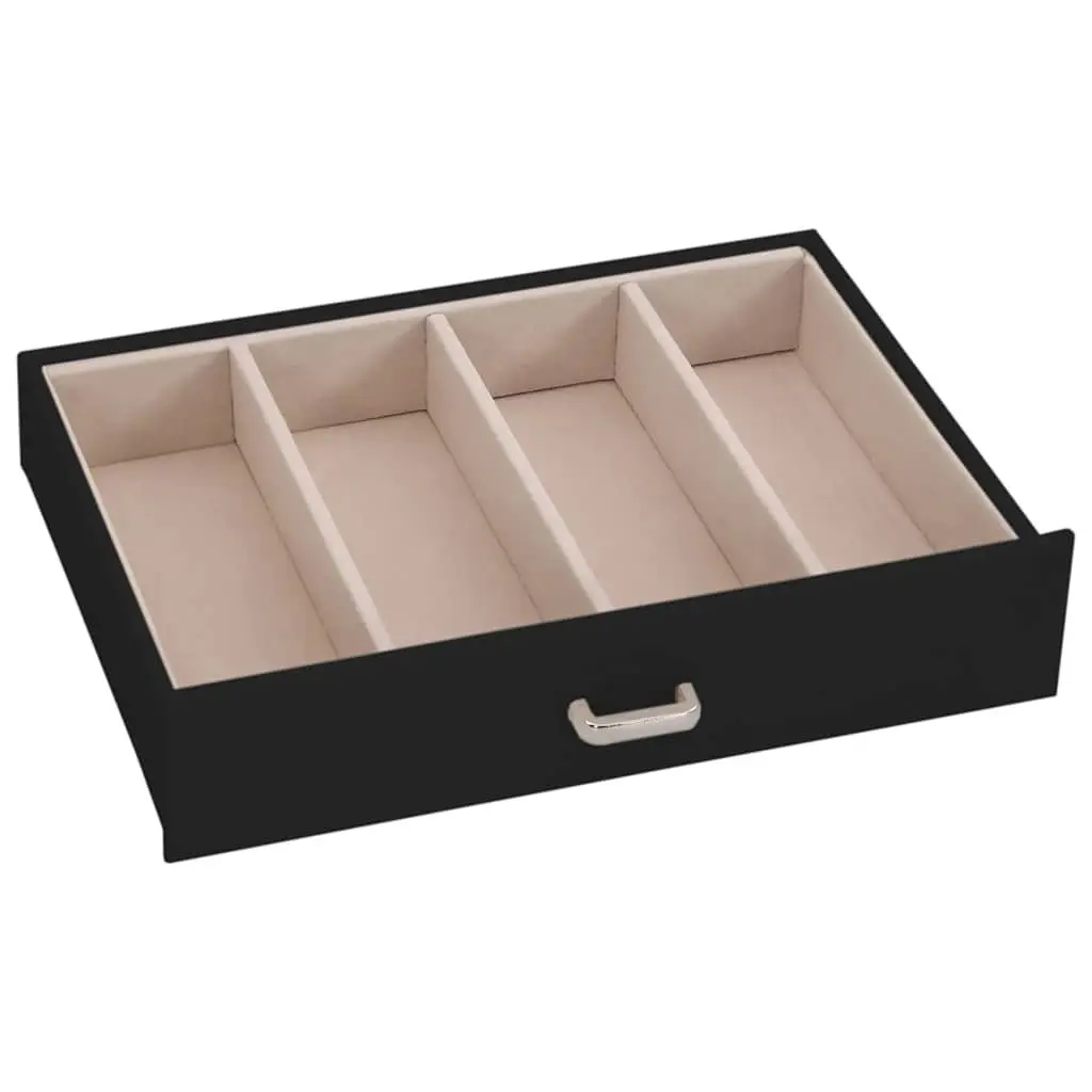 Jewellery Box 5-Layer Velvet Black Lockable Organiser with Mirror