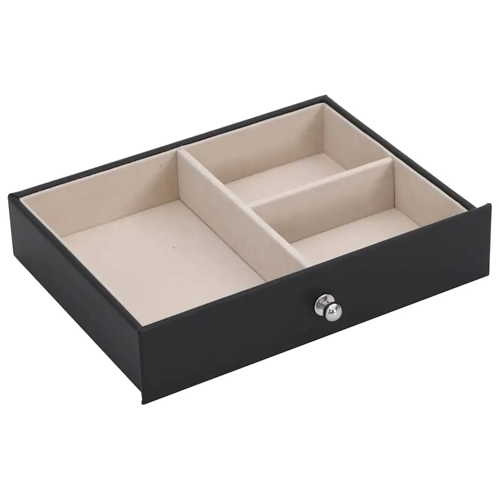 Jewellery Box Velvet Lining 6 Layer Black Organiser Storage Case with Mirror