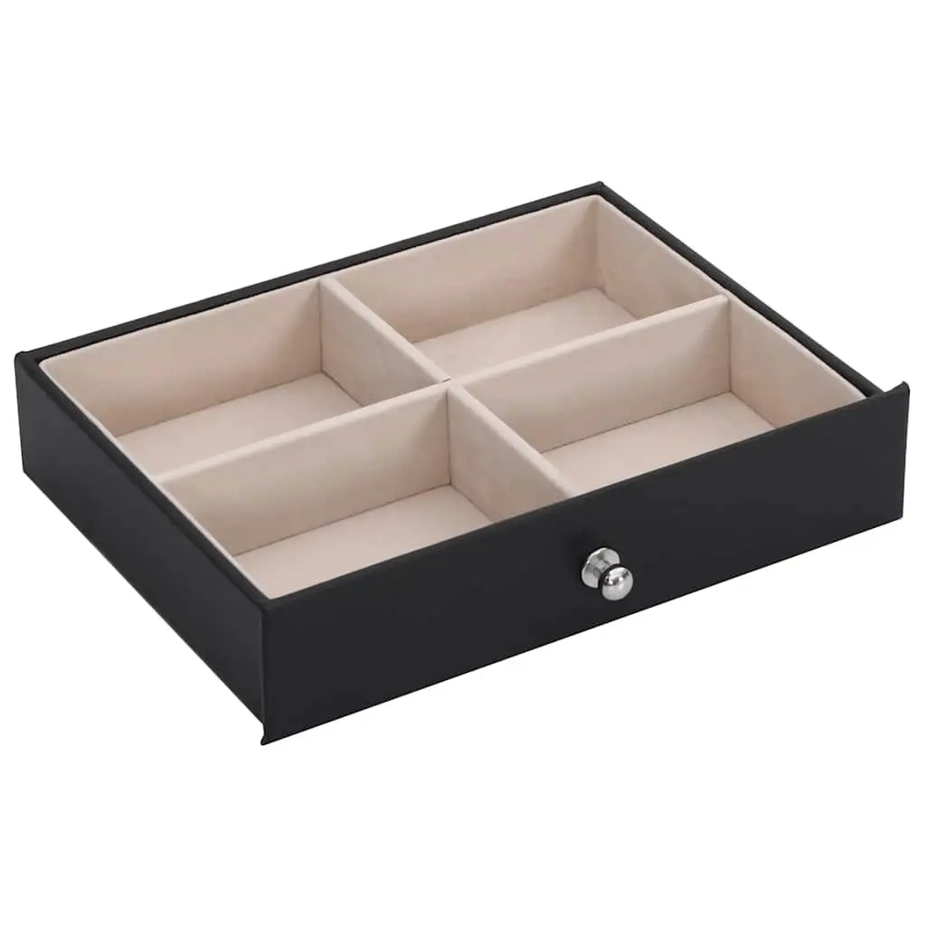 Jewellery Box Velvet Lining 6 Layer Black Organiser Storage Case with Mirror
