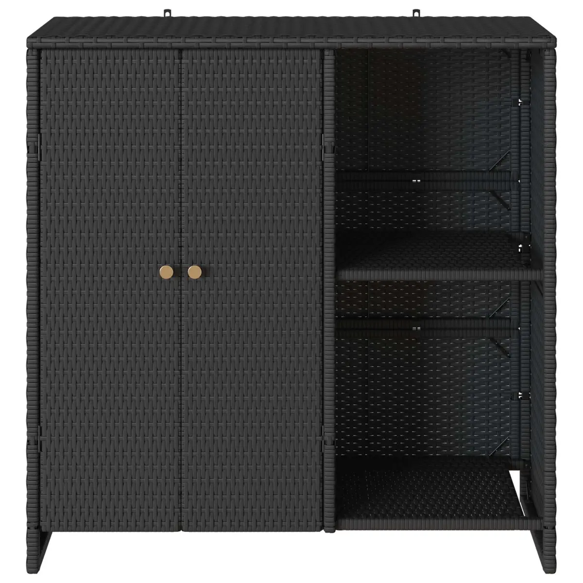 Storage Cabinet Rattan Rectangular Black Modern Living Room Organizer