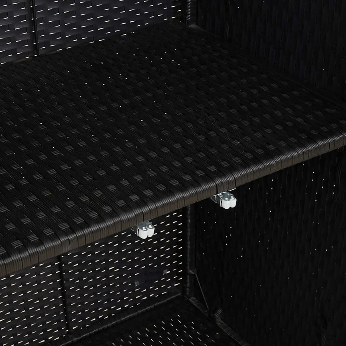 Storage Cabinet Rattan Rectangular Black Modern Living Room Organizer