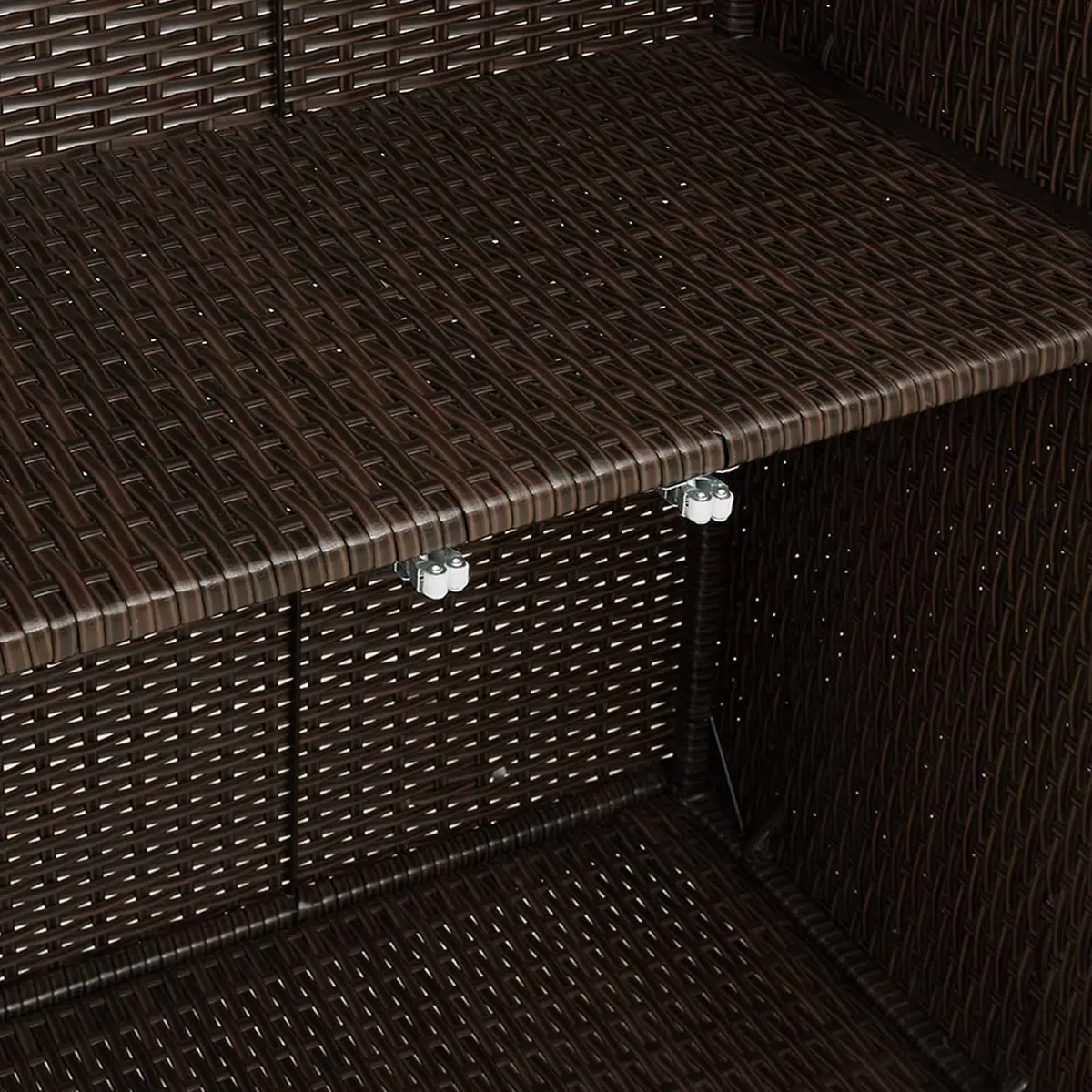 Rattan Storage Cabinet Brown Rectangular Living Room Furniture with Adjustable Shelving