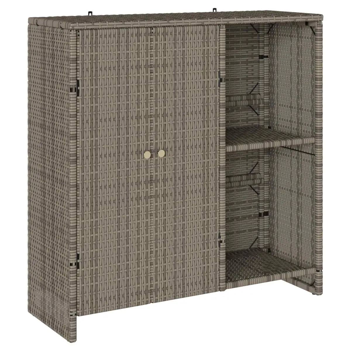 Storage Cabinet Rattan Rectangular 100x36x102cm Grey
