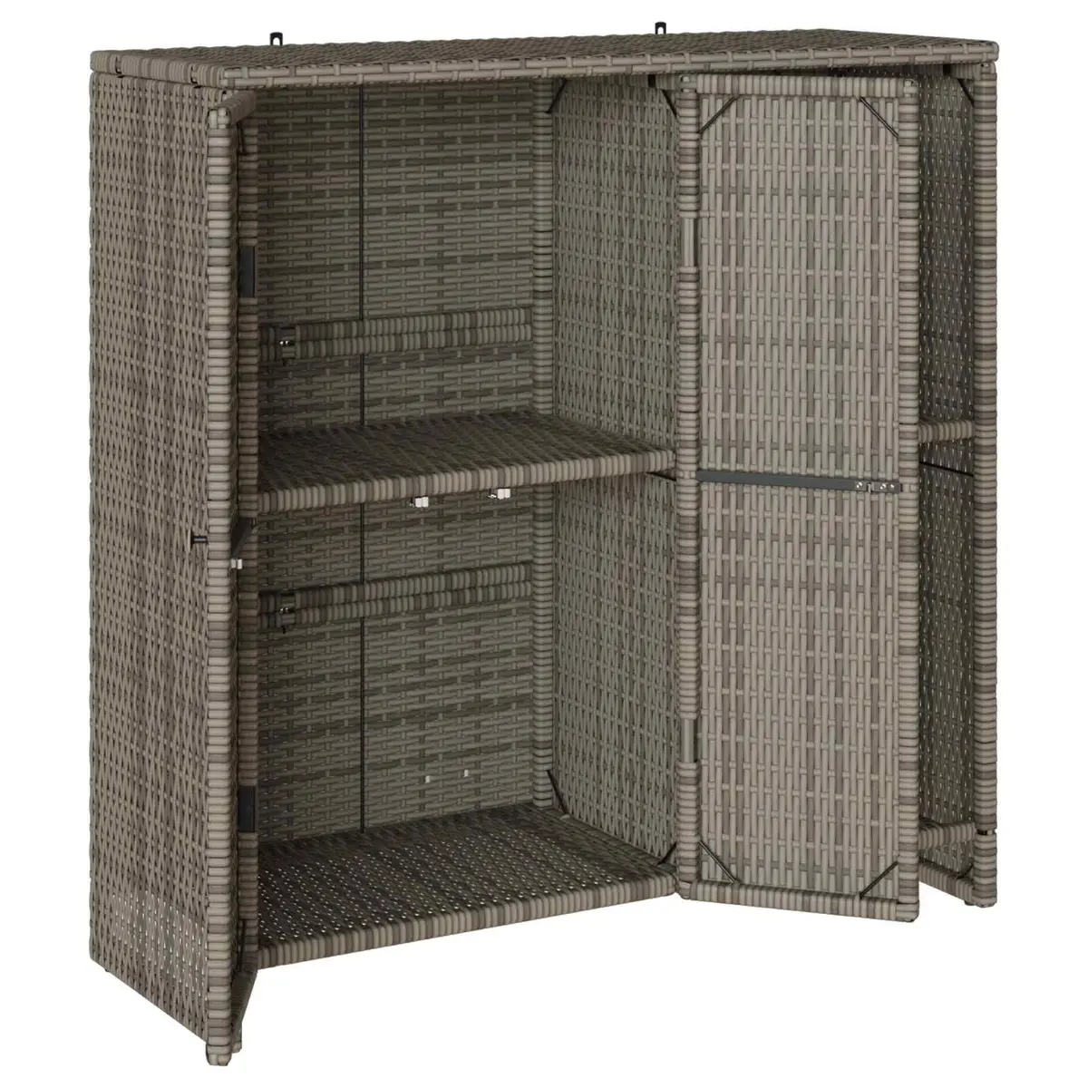 Storage Cabinet Rattan Rectangular 100x36x102cm Grey