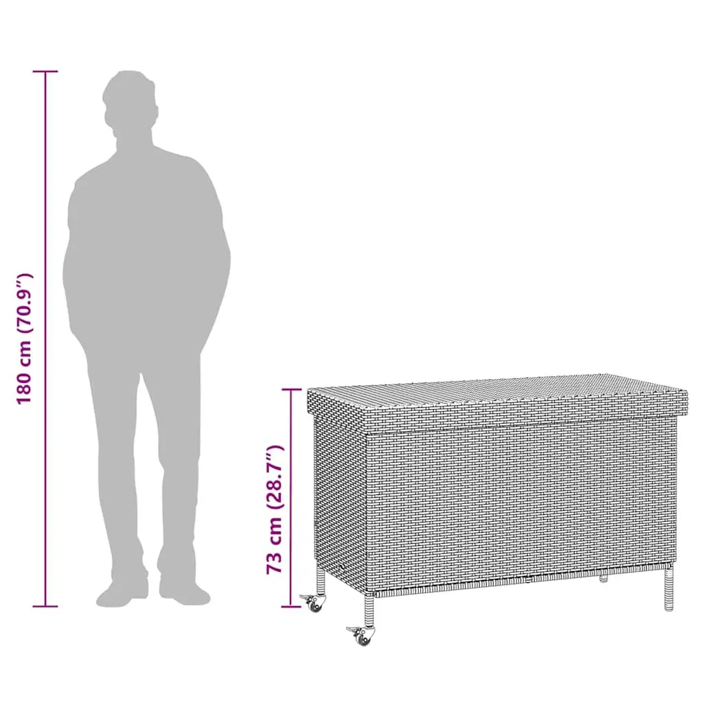 Garden Storage Box PE Rattan Powder-Coated Steel 110 x 55 x 73 cm Black