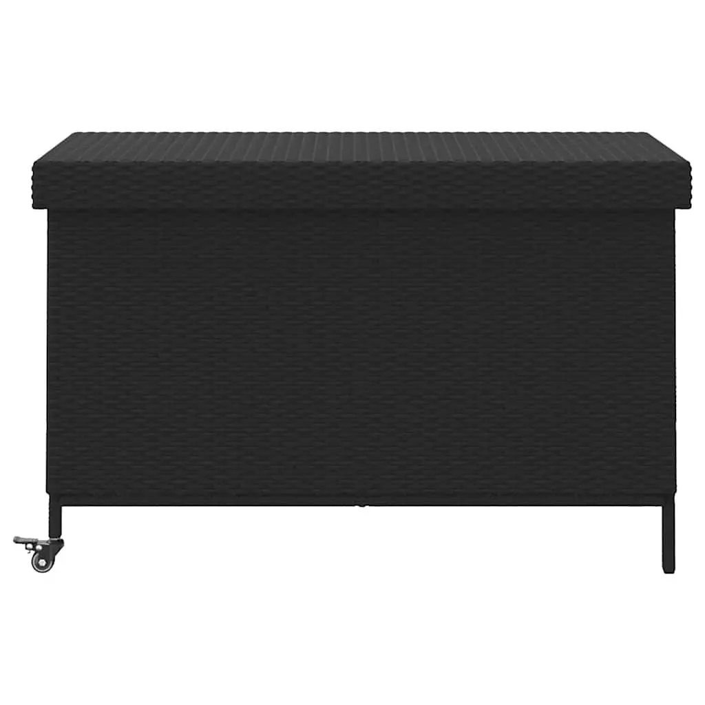 Garden Storage Box PE Rattan Powder-Coated Steel 110 x 55 x 73 cm Black