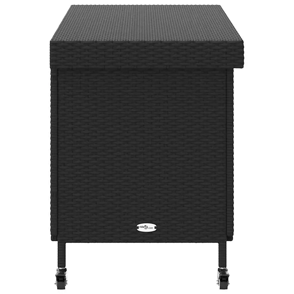 Garden Storage Box PE Rattan Powder-Coated Steel 110 x 55 x 73 cm Black
