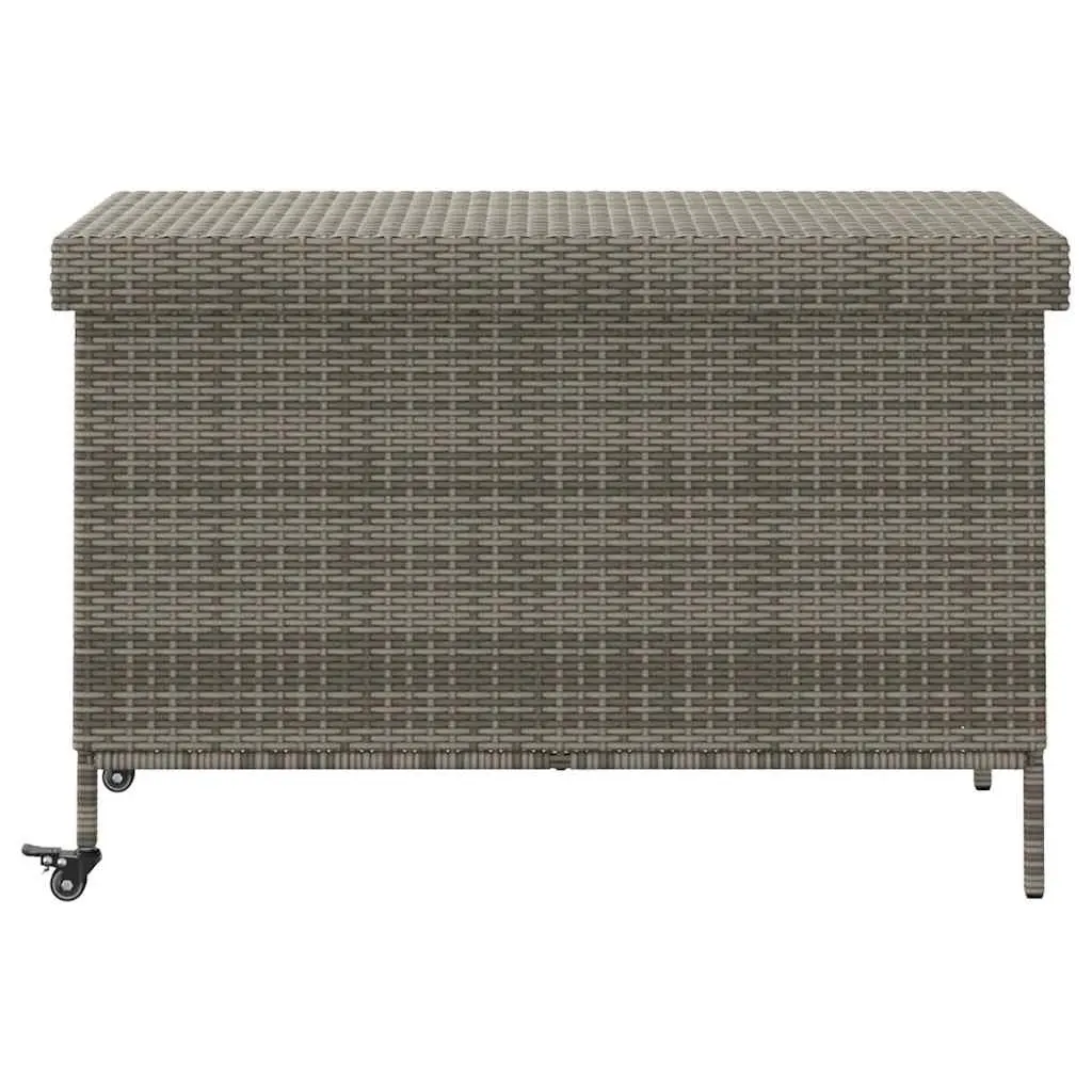 Garden Storage Box Poly Rattan 110 x 55 x 73 cm Grey Outdoor Furniture with Wheels