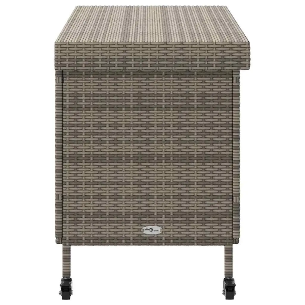Garden Storage Box Poly Rattan 110 x 55 x 73 cm Grey Outdoor Furniture with Wheels